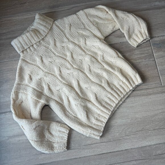 ZARA Kids Fancy Collection Kids Cable Knit Turtleneck Sweater Cream 9 Years Old - Picture 2 of 5